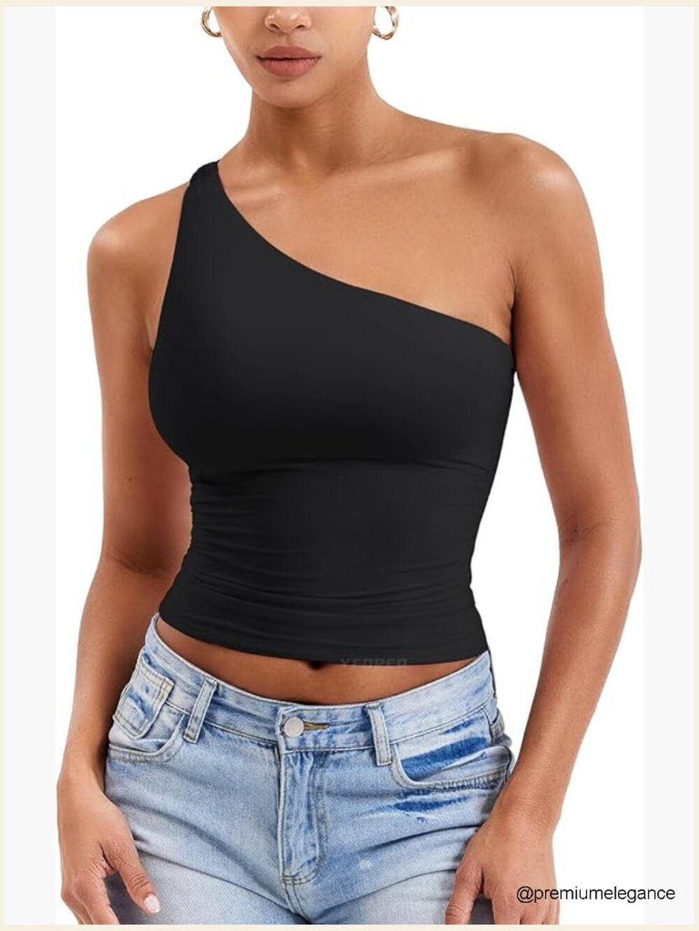 Womens Asymmetrical One Shoulder Crop Top Sleeveless Double Lined Slim Fit Y2K